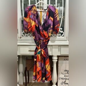 169.  NWT’s ASHLEY STEWART Vibrant Multicolor Wrap Style Dress 18W